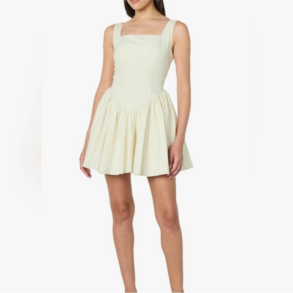 The Drop Women's V-Front Gathered Ballet Mini Dress In Ivory Size L NEW